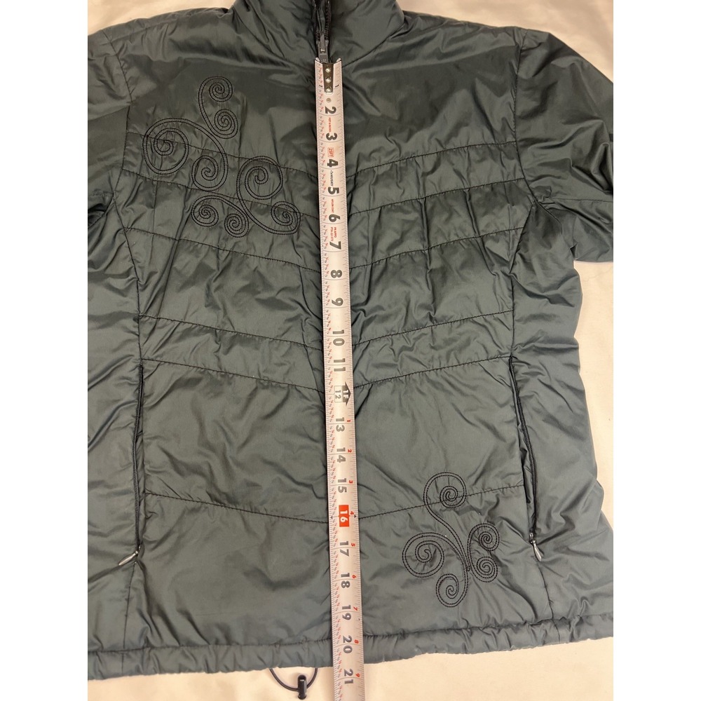 Vintage Columbia Interchange Puffer Jacket Women's M Black Sm Embroidered Swirls - Picture 4 of 16